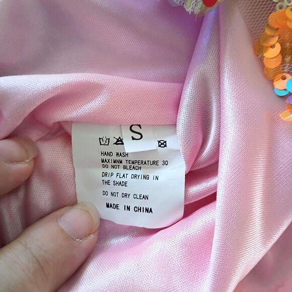 Colorful Sequin Floral Chain Strap Mini Dress Y2K Party - Juniors Small - Picture 9 of 12